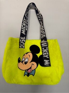 Disney Store Neon Green Faux Fur Mickey Mouse Tote Bag💚